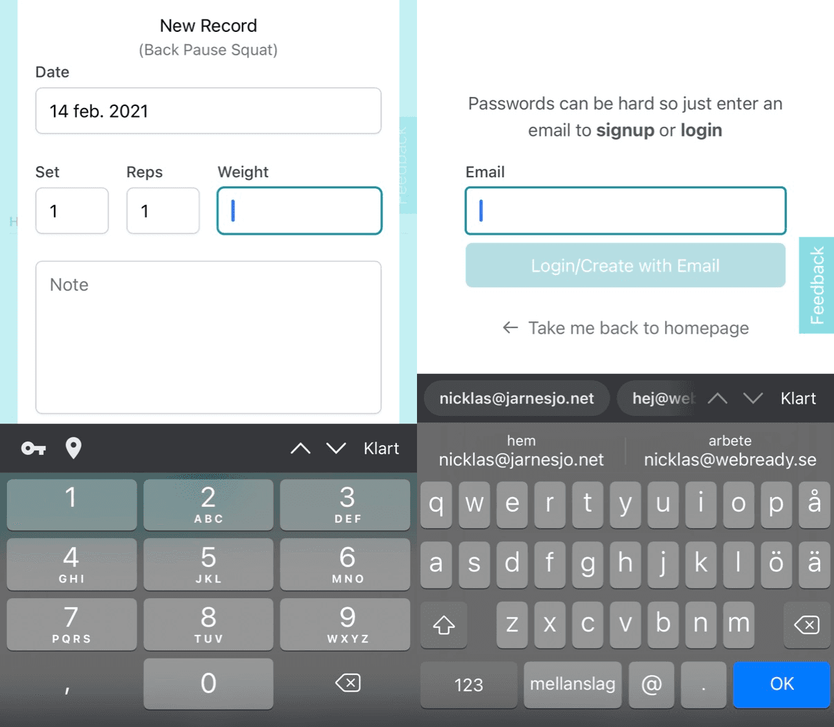 Keyboard layout on iPhone using inputmode