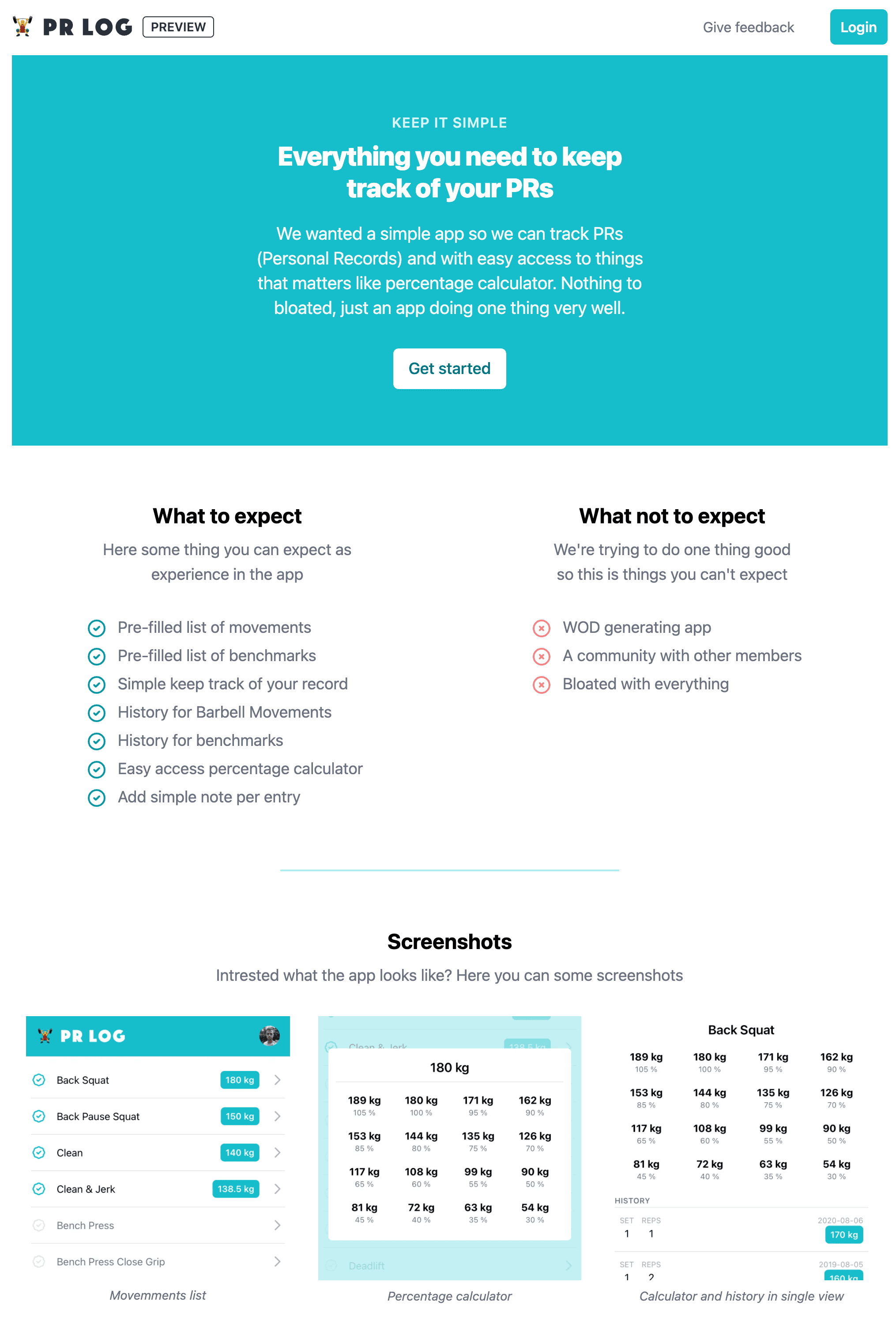 Screenshot from frontpage of prlog.app