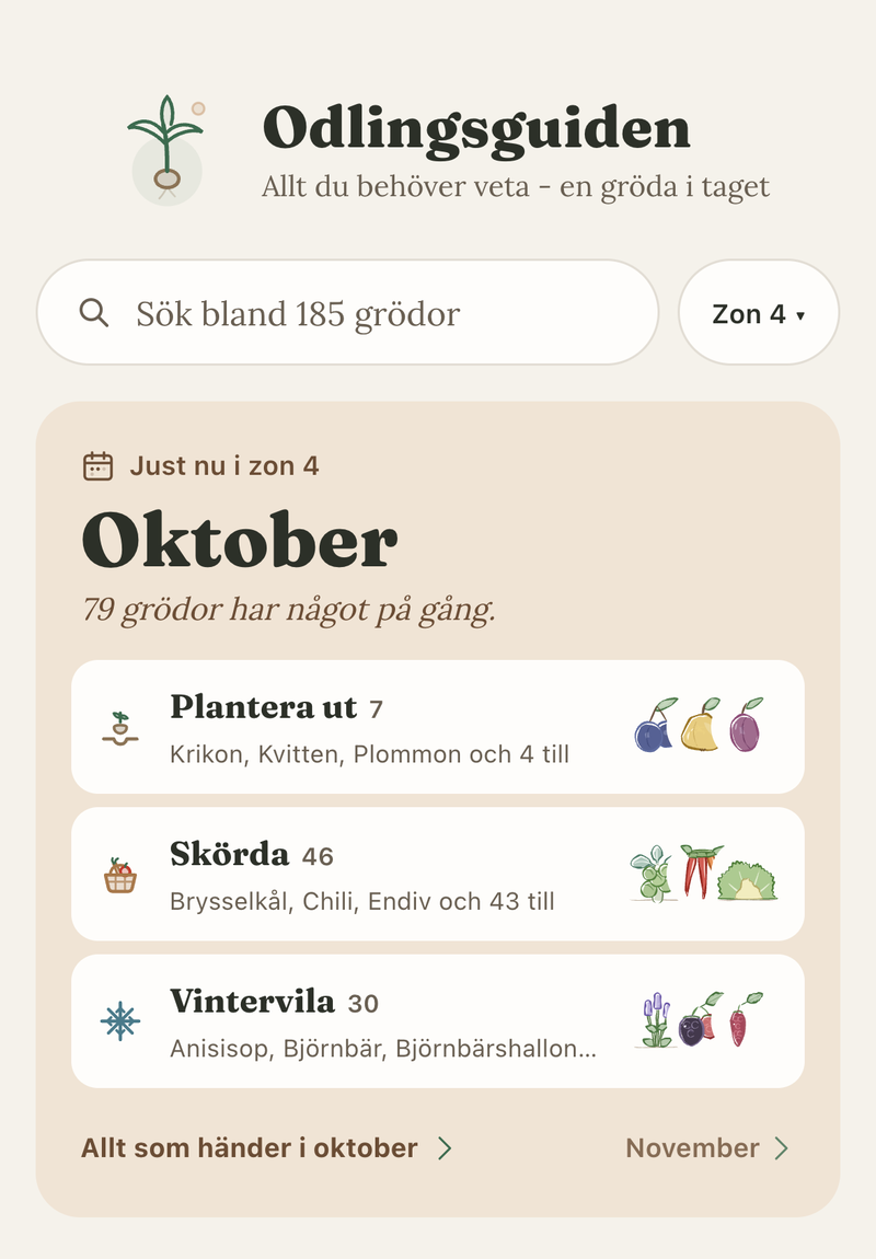 Screenshot of Odlingsguiden on lillabosgarden.se